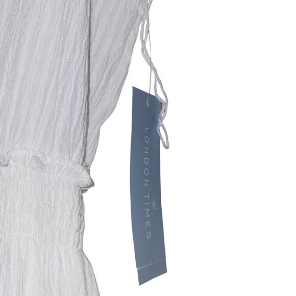 NWT London Times Women's Smocked Waist Boho Flattering Ruffle Maxi Dress - Picture 4 of 6